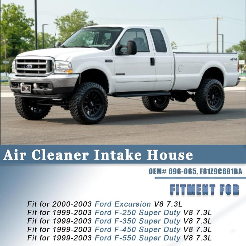 AUCERAMIC 696-065 Engine Air Clean Intake Tube Hose W/Clamps Fit for Ford F-250 F-350 F-450 F-550 Super Duty 1999-2003, Excursion 2000-2003, 7.3L V8 Replace 696065, F81Z9C681BA - Image 3